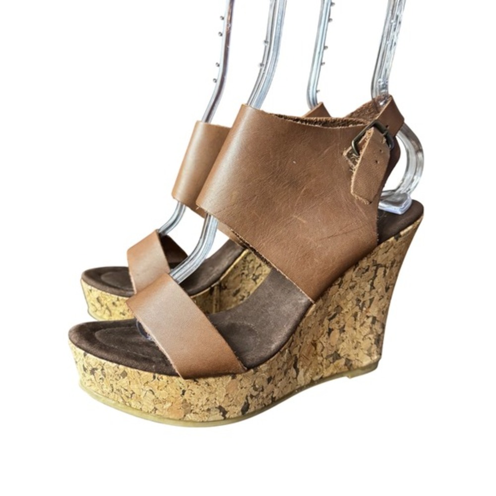 Corkys For Keeps Distressed Brown Wedge Sandals Size 8 Boho Festival Summer